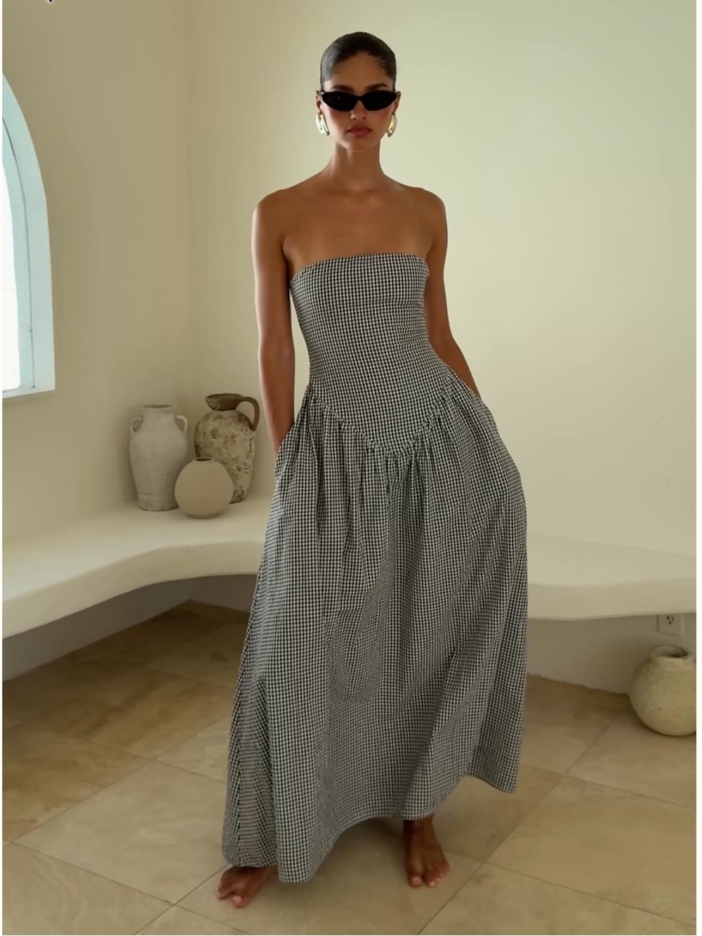 RESA- Mackenzie Strapless Maxi Drop Waist Dress in Hampton